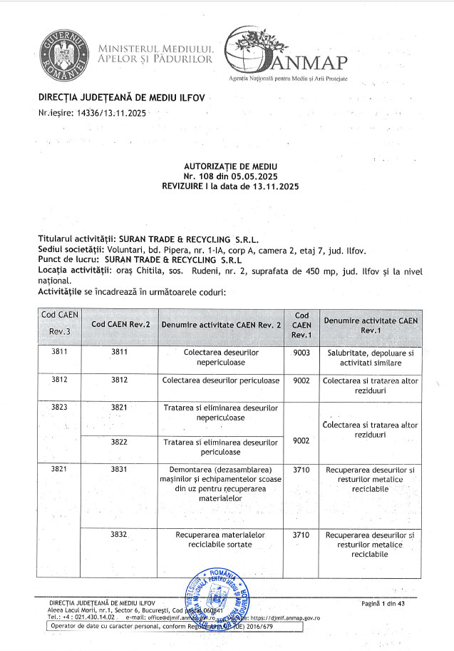 Autorización medioambiental — PL Chitila